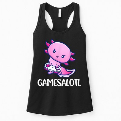 Gamesalotl Axolotl Cute Playing Video Game Womens Tank Top