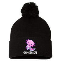 Gamesalotl Axolotl Cute Playing Video Game Pom Pom 12in Knit Beanie
