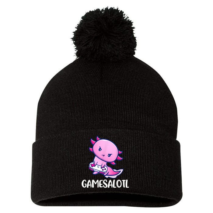 Gamesalotl Axolotl Cute Playing Video Game Pom Pom 12in Knit Beanie