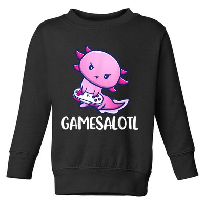 Gamesalotl Axolotl Cute Playing Video Game Toddler Sweatshirt