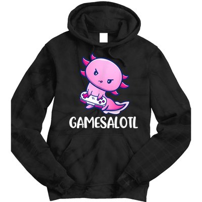 Gamesalotl Axolotl Cute Playing Video Game Tie Dye Hoodie