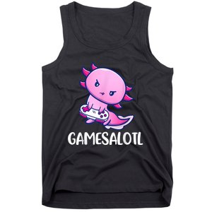 Gamesalotl Axolotl Cute Playing Video Game Tank Top