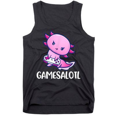 Gamesalotl Axolotl Cute Playing Video Game Tank Top