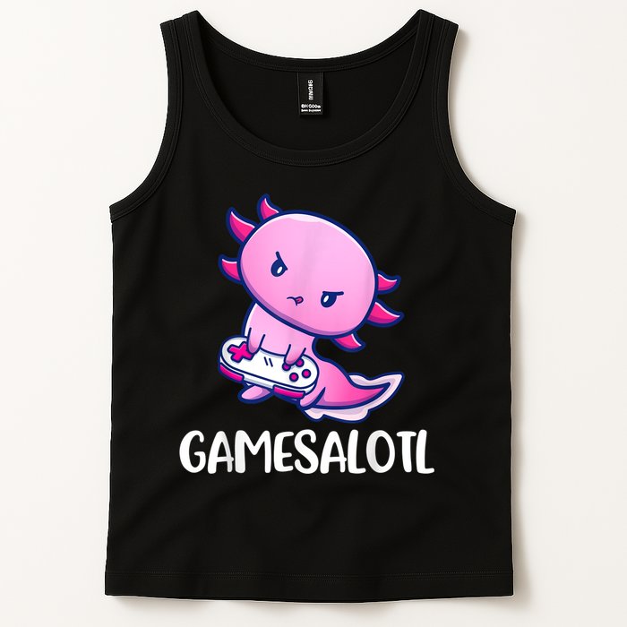 Gamesalotl Axolotl Cute Playing Video Game Tank Top