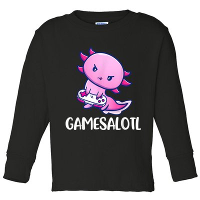 Gamesalotl Axolotl Cute Playing Video Game Toddler Long Sleeve Shirt