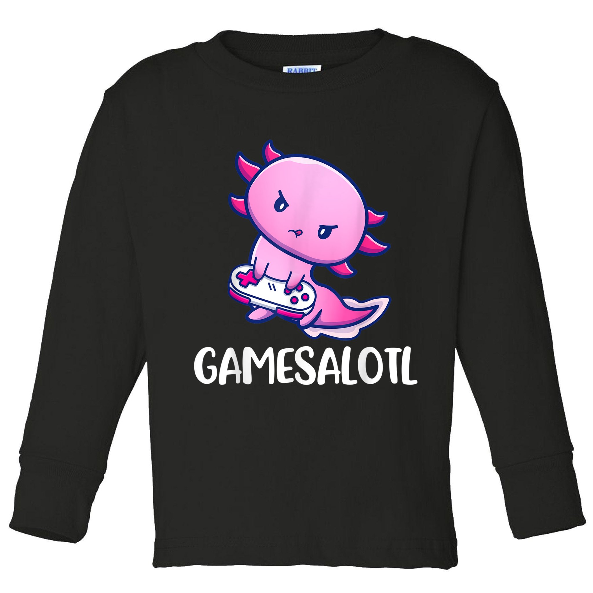 Gamesalotl Axolotl Cute Playing Video Game Toddler Long Sleeve Shirt