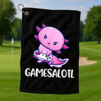 Gamesalotl Axolotl Cute Playing Video Game Golf Towel