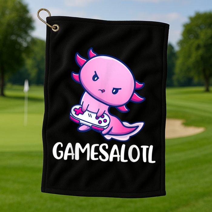 Gamesalotl Axolotl Cute Playing Video Game Golf Towel