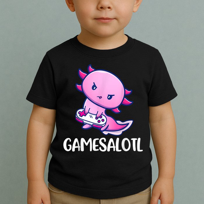 Gamesalotl Axolotl Cute Playing Video Game Toddler T-Shirt