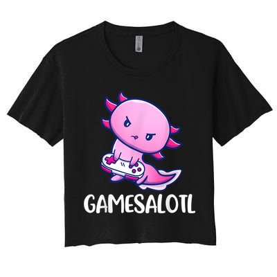 Gamesalotl Axolotl Cute Playing Video Game Crop Top