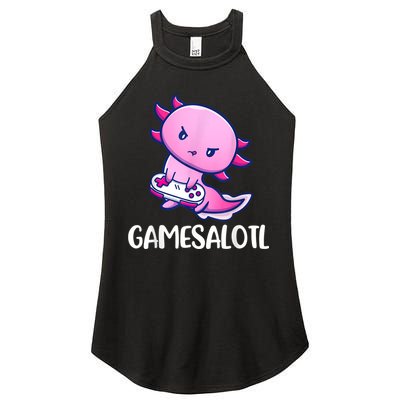 Gamesalotl Axolotl Cute Playing Video Game Women's Perfect Tri Rocker Tank