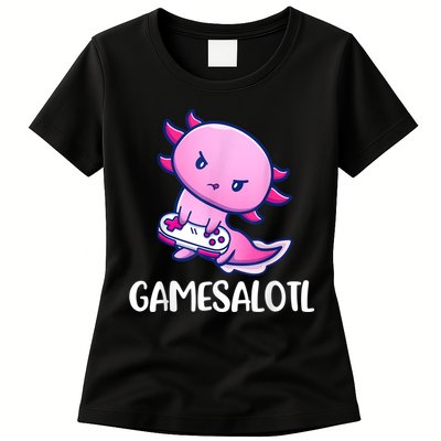 Gamesalotl Axolotl Cute Playing Video Game Womens T-Shirt