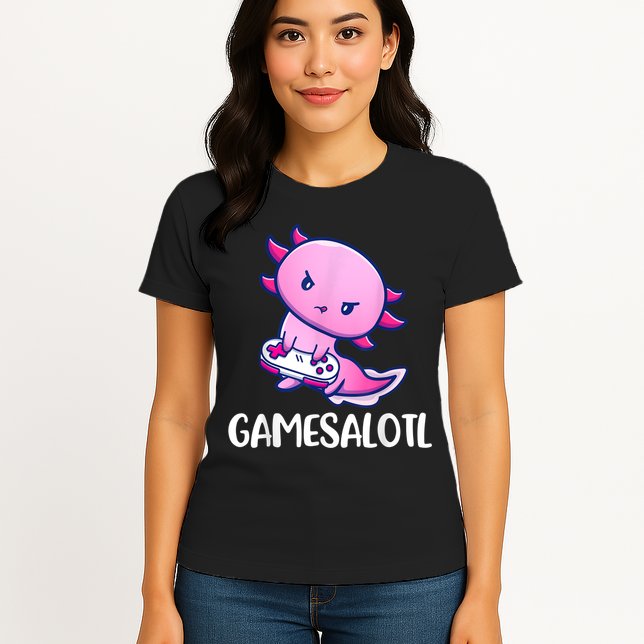 Gamesalotl Axolotl Cute Playing Video Game Womens T-Shirt