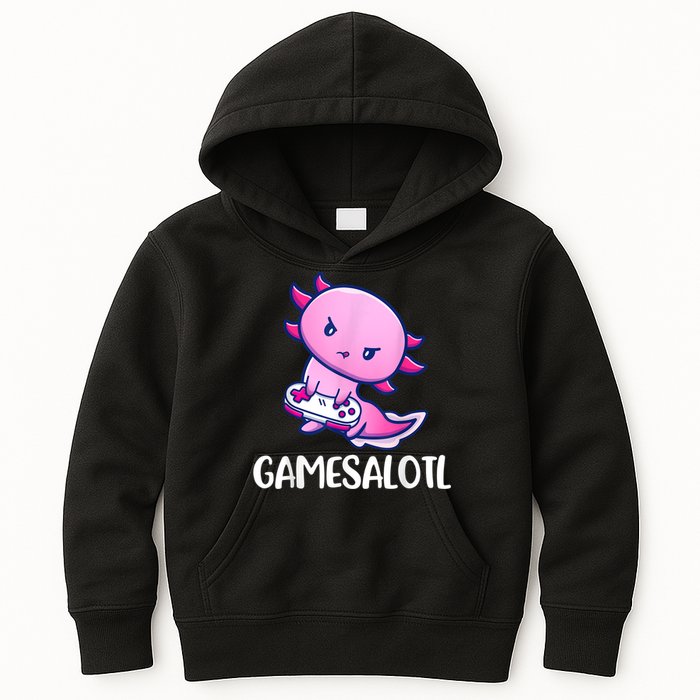 Gamesalotl Axolotl Cute Playing Video Game Kids Hoodie