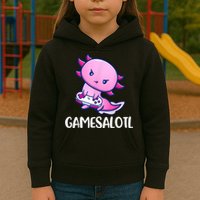 Gamesalotl Axolotl Cute Playing Video Game Kids Hoodie