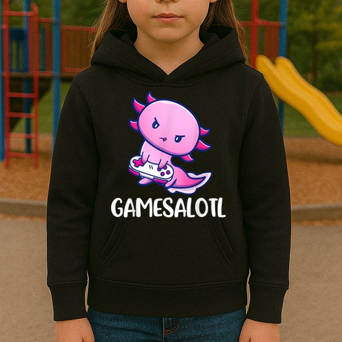 Gamesalotl Axolotl Cute Playing Video Game Kids Hoodie