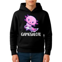Gamesalotl Axolotl Cute Playing Video Game Kids Hoodie