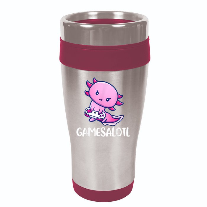 Gamesalotl Axolotl Cute Playing Video Game 16oz Travel Tumbler
