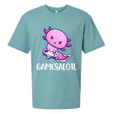 Gamesalotl Axolotl Cute Playing Video Game Sueded Cloud Jersey T-Shirt