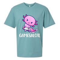 Gamesalotl Axolotl Cute Playing Video Game Sueded Cloud Jersey T-Shirt