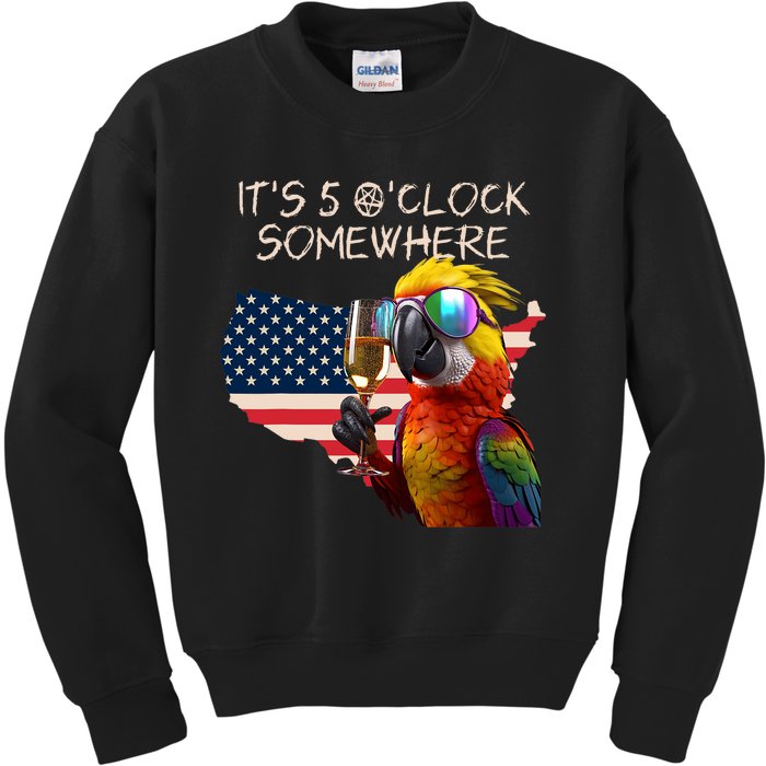 Grab A Drink And Toast To The Sun! Its 5 Oclock SomewhereAmerica Flag Design Kids Sweatshirt