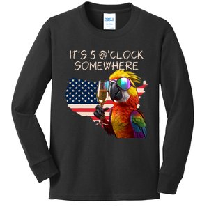 Grab A Drink And Toast To The Sun! Its 5 Oclock SomewhereAmerica Flag Design Kids Long Sleeve Shirt