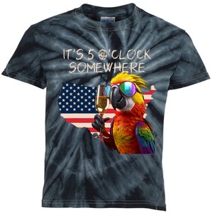 Grab A Drink And Toast To The Sun! Its 5 Oclock SomewhereAmerica Flag Design Kids Tie-Dye T-Shirt