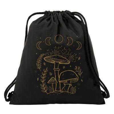 Goblincore Aesthetic Dark Academia Cottagecore Mushroom Drawstring Bag