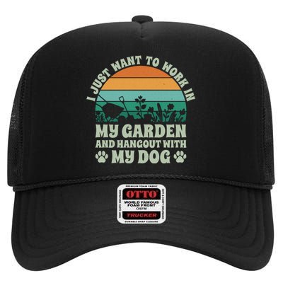 Gardening And Dog Lover Graphic High Crown Mesh Back Trucker Hat