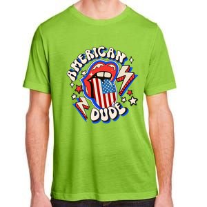 Groovy American Dude 4Th Of July Patriotic Freedom Lip Usa F Gift Adult ChromaSoft Performance T-Shirt