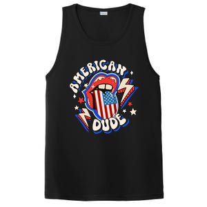 Groovy American Dude 4Th Of July Patriotic Freedom Lip Usa F Gift PosiCharge Competitor Tank