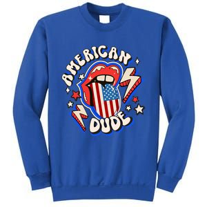 Groovy American Dude 4Th Of July Patriotic Freedom Lip Usa F Gift Sweatshirt