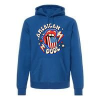 Groovy American Dude 4Th Of July Patriotic Freedom Lip Usa F Gift Premium Hoodie