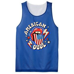 Groovy American Dude 4Th Of July Patriotic Freedom Lip Usa F Gift Mesh Reversible Basketball Jersey Tank