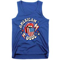 Groovy American Dude 4Th Of July Patriotic Freedom Lip Usa F Gift Tank Top