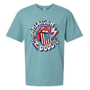 Groovy American Dude 4Th Of July Patriotic Freedom Lip Usa F Gift Sueded Cloud Jersey T-Shirt