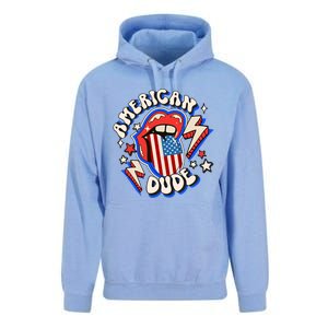 Groovy American Dude 4Th Of July Patriotic Freedom Lip Usa F Gift Unisex Surf Hoodie