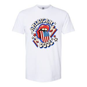 Groovy American Dude 4Th Of July Patriotic Freedom Lip Usa F Gift Softstyle CVC T-Shirt