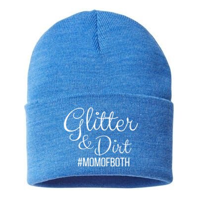 Glitter And Dirt #Momofboth Mother Mom Of Two Parents Gift Sustainable Knit Beanie