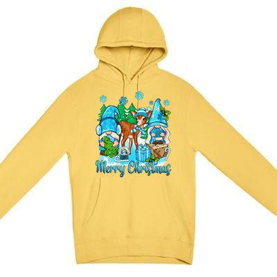 Gnome And Deer Merry Christmas Winter Vibes Cozy Season Premium Pullover Hoodie