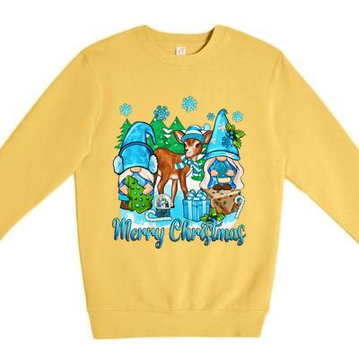 Gnome And Deer Merry Christmas Winter Vibes Cozy Season Premium Crewneck Sweatshirt