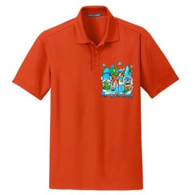 Gnome And Deer Merry Christmas Winter Vibes Cozy Season Dry Zone Grid Polo