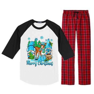 Gnome And Deer Merry Christmas Winter Vibes Cozy Season Raglan Sleeve Pajama Set