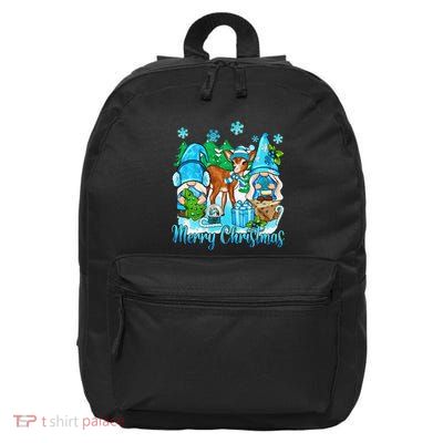 Gnome And Deer Merry Christmas Winter Vibes Cozy Season 16 in Basic Backpack
