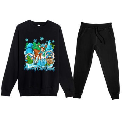 Gnome And Deer Merry Christmas Winter Vibes Cozy Season Premium Crewneck Sweatsuit Set