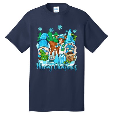 Gnome And Deer Merry Christmas Winter Vibes Cozy Season Tall T-Shirt