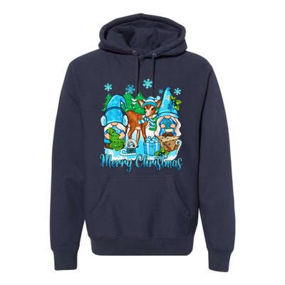 Gnome And Deer Merry Christmas Winter Vibes Cozy Season Premium Hoodie