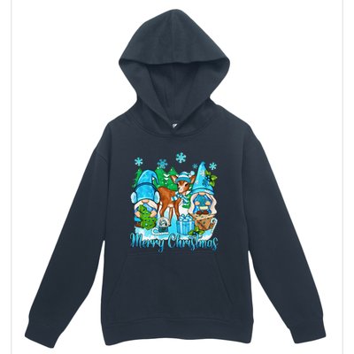 Gnome And Deer Merry Christmas Winter Vibes Cozy Season Urban Pullover Hoodie