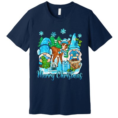 Gnome And Deer Merry Christmas Winter Vibes Cozy Season Premium T-Shirt