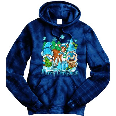 Gnome And Deer Merry Christmas Winter Vibes Cozy Season Tie Dye Hoodie